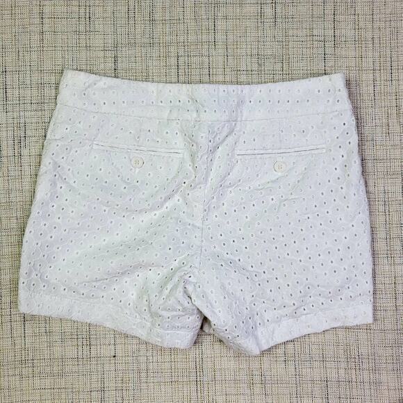 Cynthia Rowley White Eyelet Casual Shorts Size 2 Mid Rise 100%‎ Cotton - Picture 4 of 6